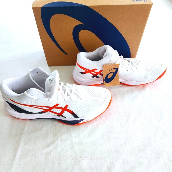 ASICS Sky Elite FF MT 3 White/Nova Orange 1051A081-103 Volleyball Mens Sz 16 NEW